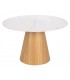 Mesa de comedor redonda grande madera natural mármol blanco mdmhogar