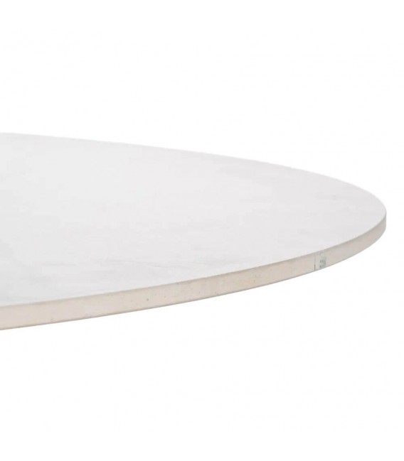 Mesa de comedor redonda grande madera natural mármol blanco mdmhogar