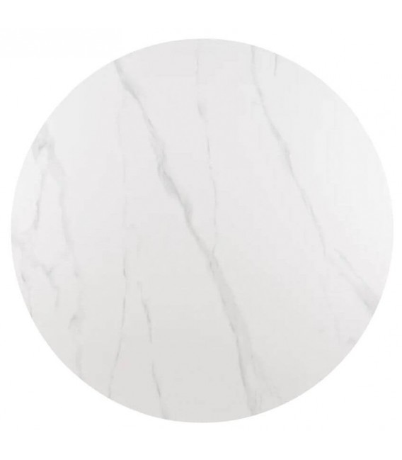 Mesa de comedor redonda grande madera natural mármol blanco mdmhogar