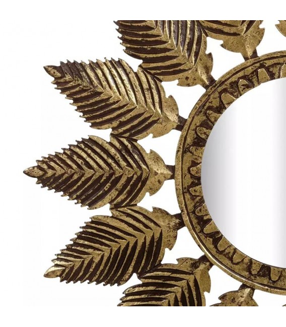 Espejo redondo motivo de flor en madera dm acabado oro viejo mdmhogar
