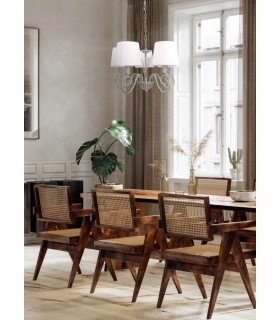 Lampara de techo con 5 luces metal blanco rozado mdmhogar