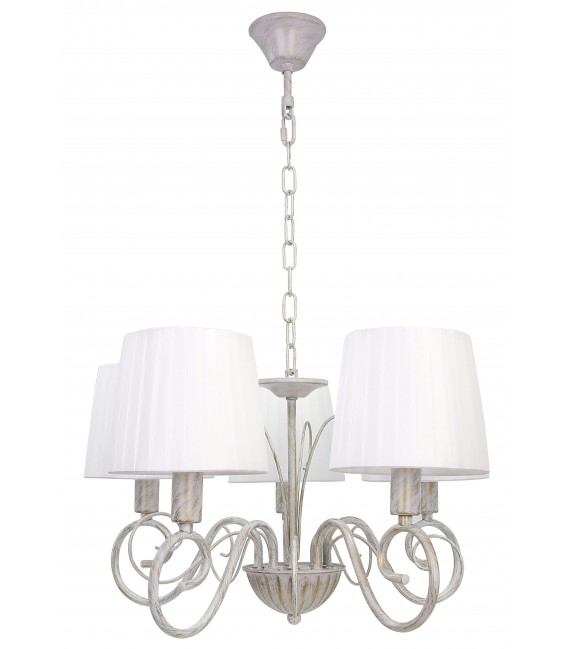 Lampara de techo con 5 luces metal blanco rozado mdmhogar