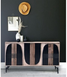 Aparador pequeño muy original madera natural y negro mdmhogar