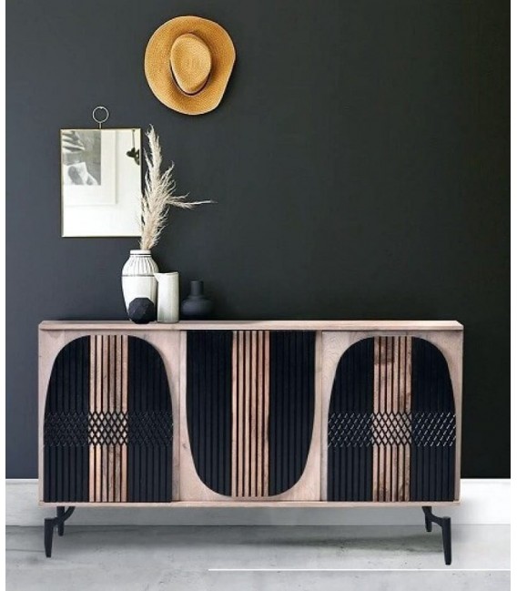 Aparador pequeño muy original madera natural y negro mdmhogar