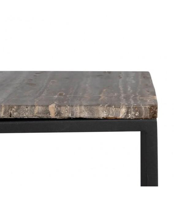 Consola de entrada metal negro tapa en mármol de color topo mdmhogar