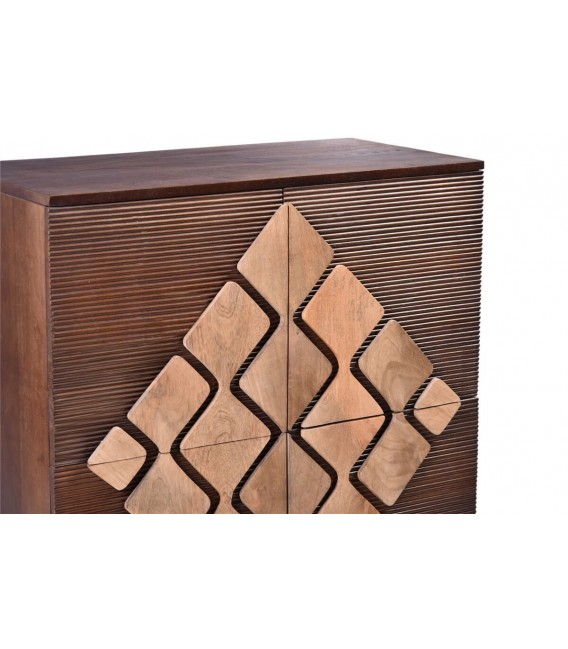 Armario bajo madera de mango teñido nogal y natural mdmhogar