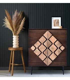 Armario bajo madera de mango teñido nogal y natural mdmhogar