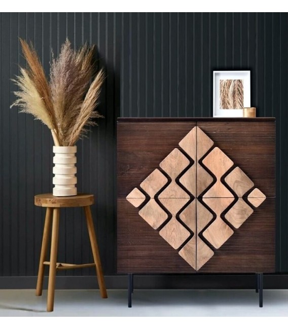 Armario bajo madera de mango teñido nogal y natural mdmhogar