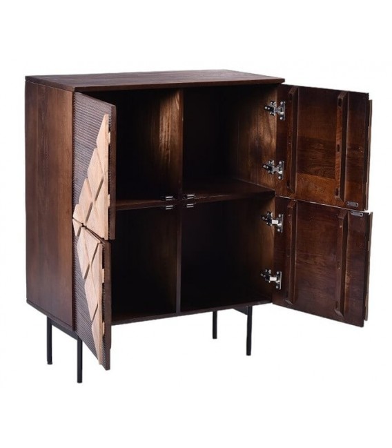 Armario bajo madera de mango teñido nogal y natural mdmhogar