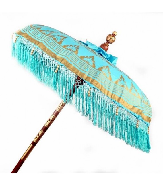 SOMBRILLA 150 Ø X 200 BALINESA TURQUESA Y ORO
