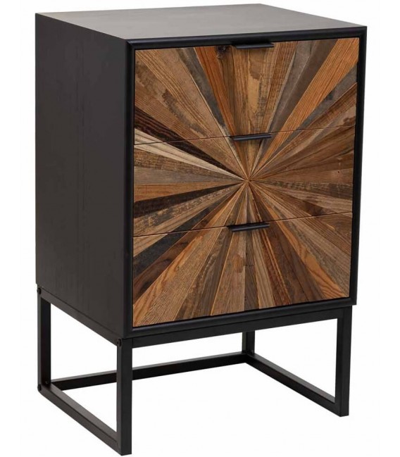 Mesita de noche de estilo industrial chic acabado vintage mdmhogar