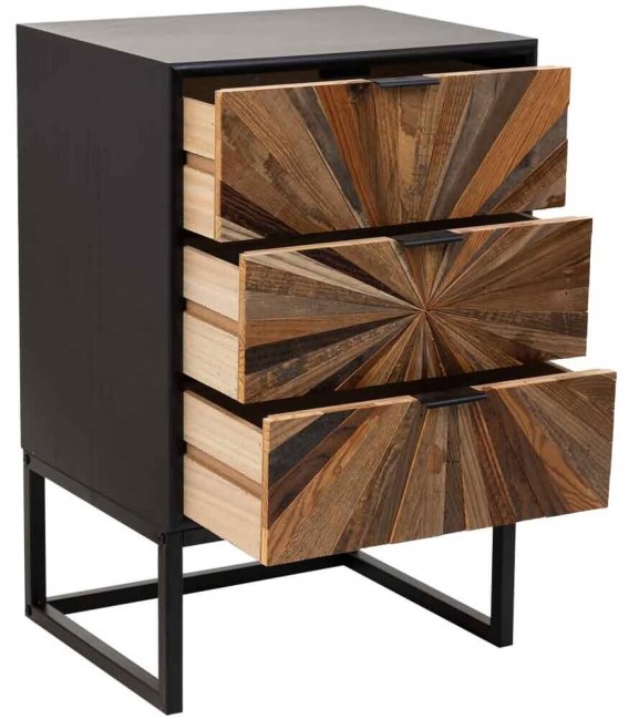 Mesita de noche de estilo industrial chic acabado vintage mdmhogar