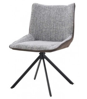 Silla tapizada cómoda combinada gris claro y marrón mdmhogar
