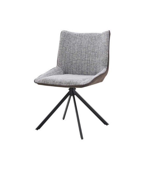 Silla tapizada cómoda combinada gris claro y marrón mdmhogar