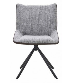 Silla tapizada cómoda combinada gris claro y marrón mdmhogar