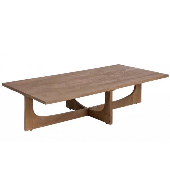 Mesa de centro rectangular muy grande, realizada en madera maciza de mango natural
