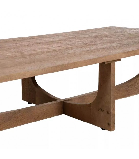 Mesa de centro rectangular muy grande, realizada en madera maciza de mango natural