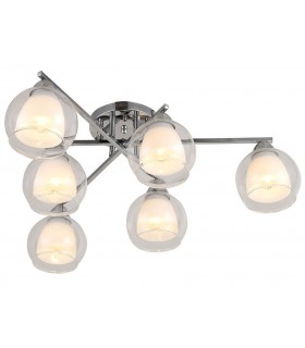 Plafón de 6 luces de estilo moderno metal y cristal