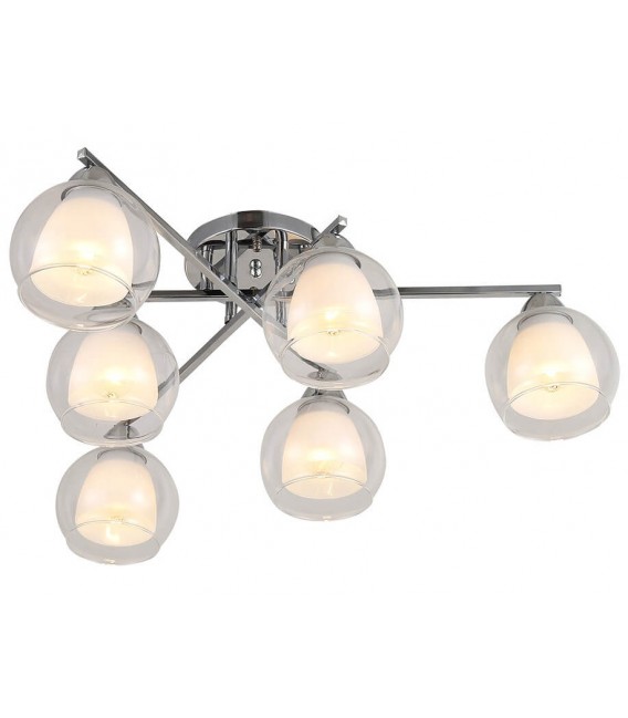 Plafón de 6 luces de estilo moderno metal y cristal