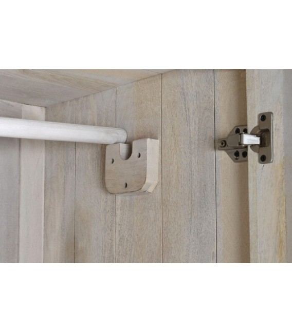 Armario ropero madera de mango blanca ratán patinado en blanco mdmhogar