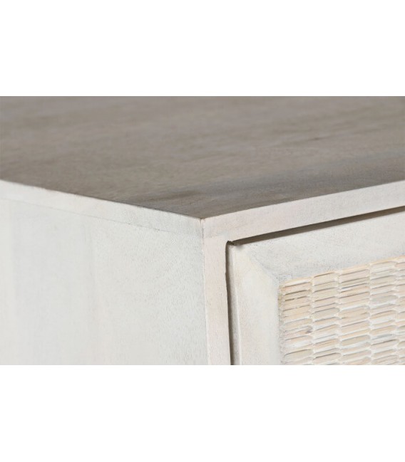 Armario ropero madera de mango blanca ratán patinado en blanco mdmhogar