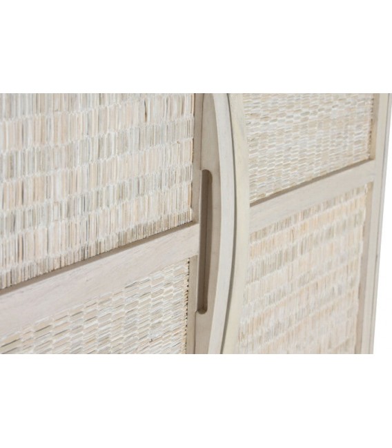 Armario ropero madera de mango blanca ratán patinado en blanco mdmhogar