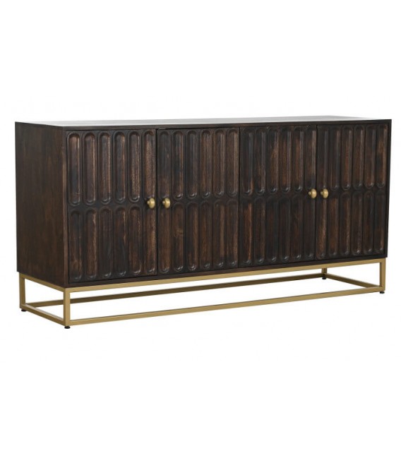 Aparador madera teñida en color nogal base y tiradores acabado oro mdmhogar