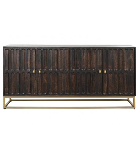 Aparador madera teñida en color nogal base y tiradores acabado oro mdmhogar