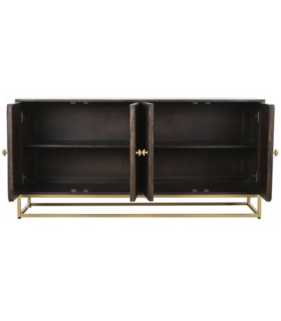 Aparador madera teñida en color nogal base y tiradores acabado oro mdmhogar