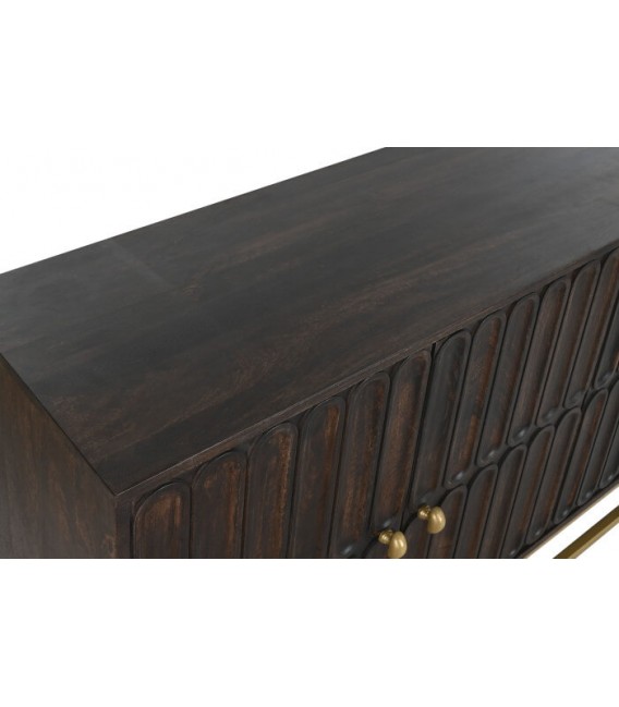Aparador madera teñida en color nogal base y tiradores acabado oro mdmhogar