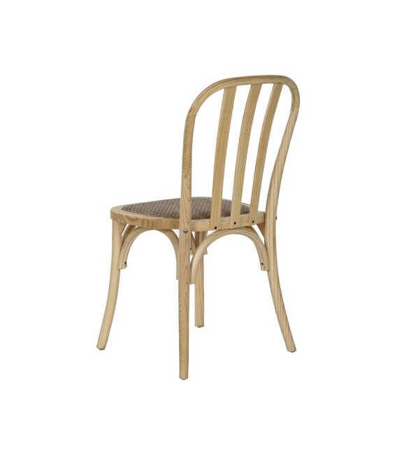 Silla de comedor comoda madera olmo natural asiento en ratán nogal mdmhogar