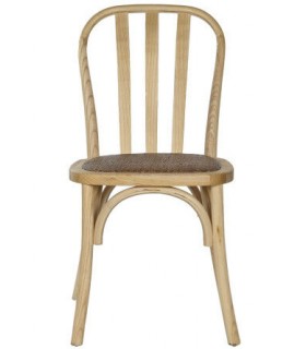 Silla de comedor comoda madera olmo natural asiento en ratán nogal mdmhogar