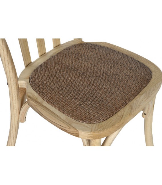 Silla de comedor comoda madera olmo natural asiento en ratán nogal mdmhogar