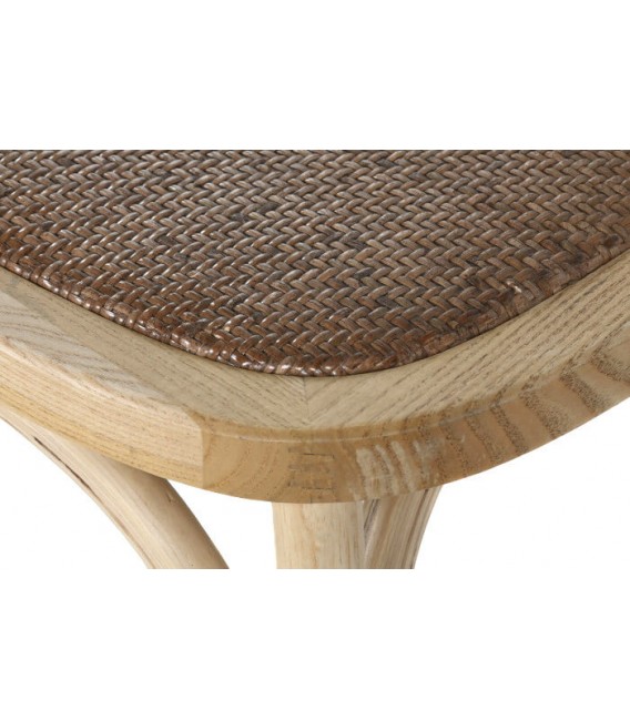 Silla de comedor comoda madera olmo natural asiento en ratán nogal mdmhogar