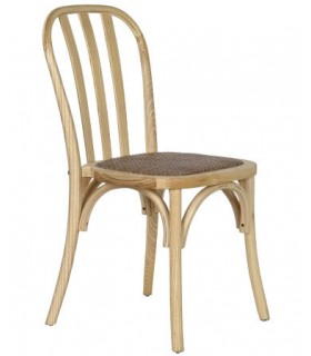 Silla de comedor comoda madera olmo natural asiento en ratán nogal mdmhogar