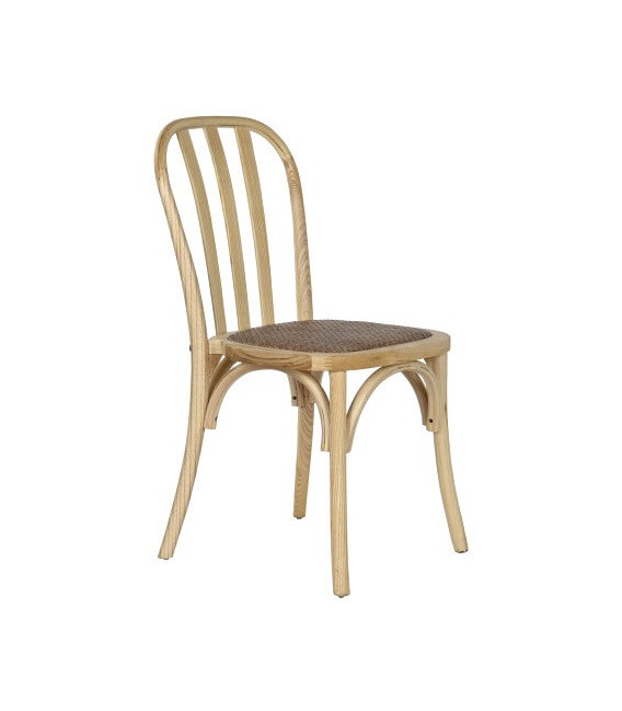 Silla de comedor comoda madera olmo natural asiento en ratán nogal mdmhogar