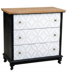 Cómoda pequeña colonial chic madera teñida negro blanco y natural mdmhogar