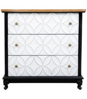 COMODA 78 X 38 X 72 ATAKI MADERA NEGRA Y BLANCA