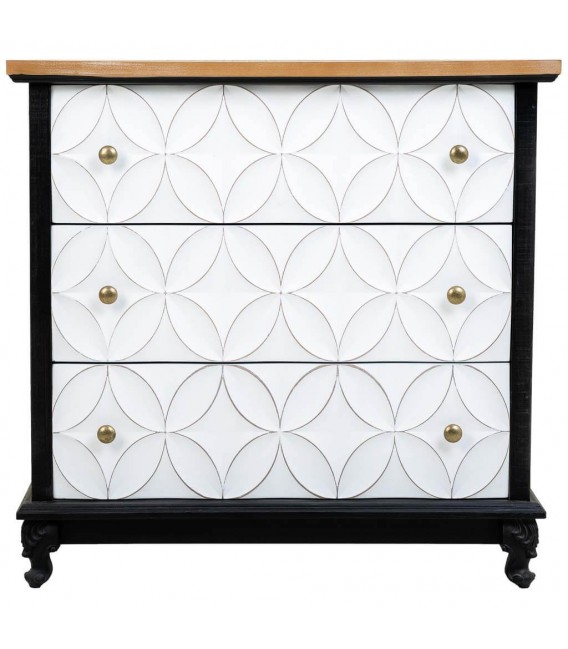 COMODA 78 X 38 X 72 ATAKI MADERA NEGRA Y BLANCA