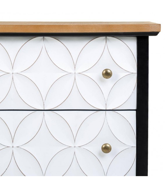 Cómoda pequeña colonial chic madera teñida negro blanco y natural mdmhogar