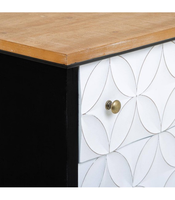 Cómoda pequeña colonial chic madera teñida negro blanco y natural mdmhogar