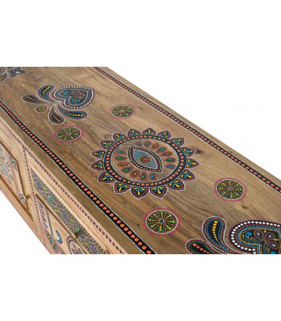 Mueble de TV madera maciza detalles pintados a mano mdmhogar