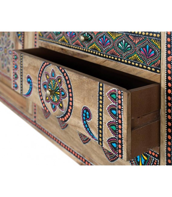 Mueble de TV madera maciza detalles pintados a mano mdmhogar