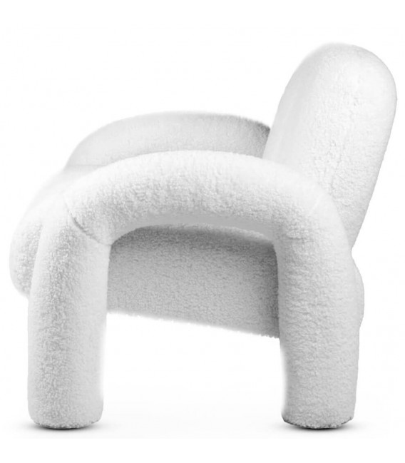 Sillón estilo moderno muy original lana boucle color blanco mdmhogar