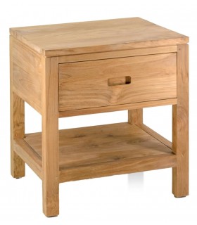 Mesita de noche realizada en madera de teca acabado natural. mdmhogar