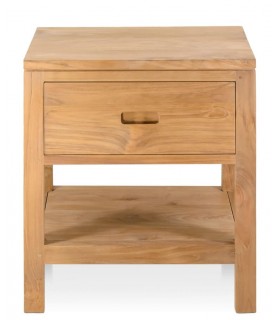 Mesita de noche realizada en madera de teca acabado natural. mdmhogar