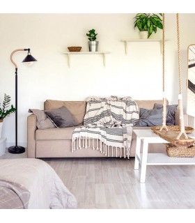 Lampara de pie diseño Rústico metal y soga mdmhogar