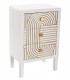 Mesita de noche muy original madera lacada blanco detalles acabado oro mdmhogar