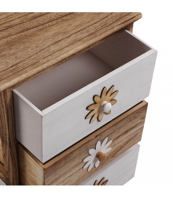 Cajonera auxiliar grande 3 cajones madera natural y blanco mdmhogar