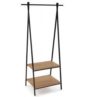 Perchero tipo burro madera imitación roble tostado metal negro mdmhogar